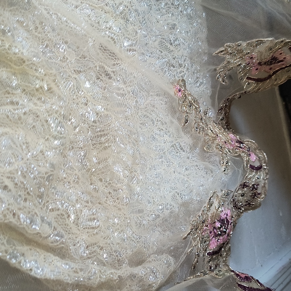 Elizabeth K GL2269  Elegant Beaded Lace Embroidery Floral Sleeveless Dress Sz Lg - Picture 13 of 17